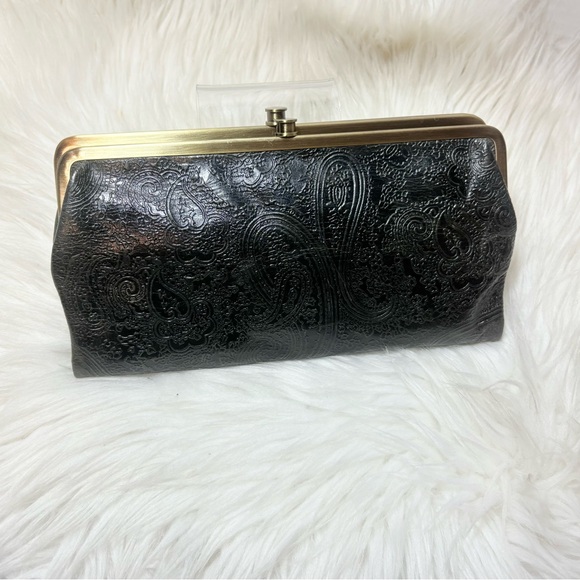 HOBO INTERNATIONAL Lauren Dark Blue Embossed Leather Clutch Wallet - Picture 3 of 12